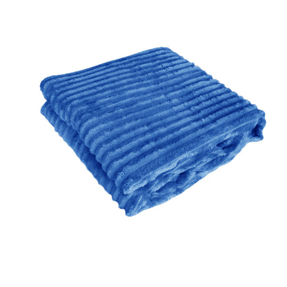 240GSM Corduroy Striped Throw Rug Blue V442-ABR-THROW-CORDUROYSTRIPE-BLUE-RE