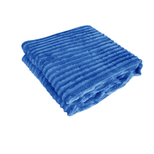 240GSM Corduroy Striped Throw Rug Blue V442-ABR-THROW-CORDUROYSTRIPE-BLUE-RE