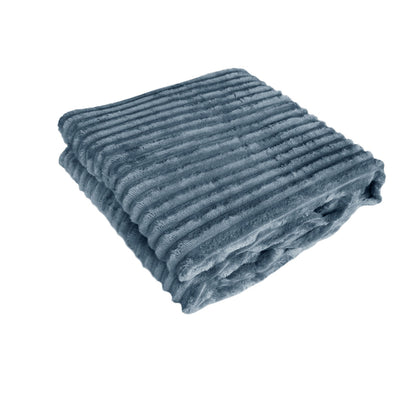 240GSM Corduroy Striped Throw Rug Charcoal V442-ABR-THROW-CORDUROYSTRIPE-CHARCOAL-RE
