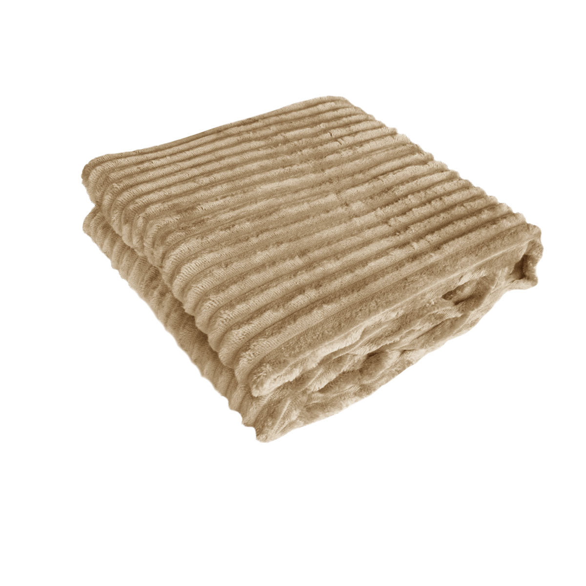 240GSM Corduroy Striped Throw Rug Latte V442-ABR-THROW-CORDUROYSTRIPE-LATTE-RE
