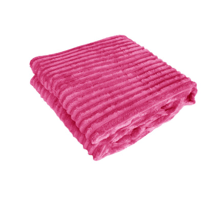 240GSM Corduroy Striped Throw Rug Pink V442-ABR-THROW-CORDUROYSTRIPE-PINK-RE