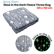 Grey Stars Glow in the Dark Throw Rug 125x152 cm V442-ABR-THROW-GLOWINDARKSTAR-GREY-RE