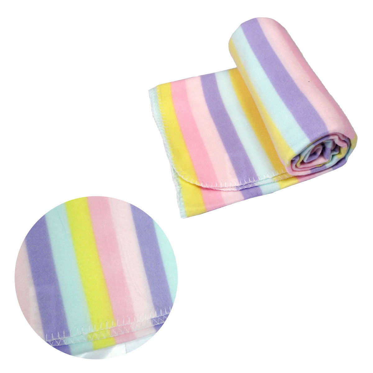 Funky Cute Polar Fleece Throw Rug Pastel Stripes V442-ABR-THROW-POLARSTRIPES-PASTEL-RE