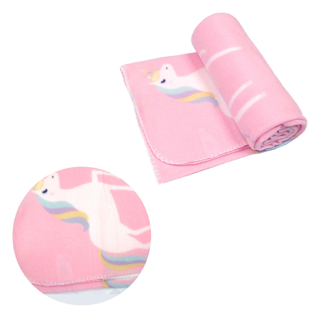 Funky Cute Polar Fleece Throw Rug Pink Unicorn V442-ABR-THROW-POLARUNICORN-PINK-RE