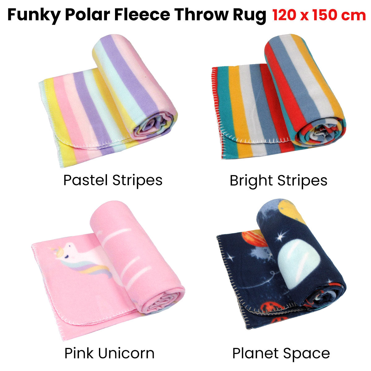 Funky Cute Polar Fleece Throw Rug Pink Unicorn V442-ABR-THROW-POLARUNICORN-PINK-RE