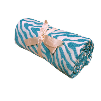 Zebra Chenille Textured Throw Rug Aqua V442-ABR-THROW-ZEBRACHENILLE-AQUA-RE