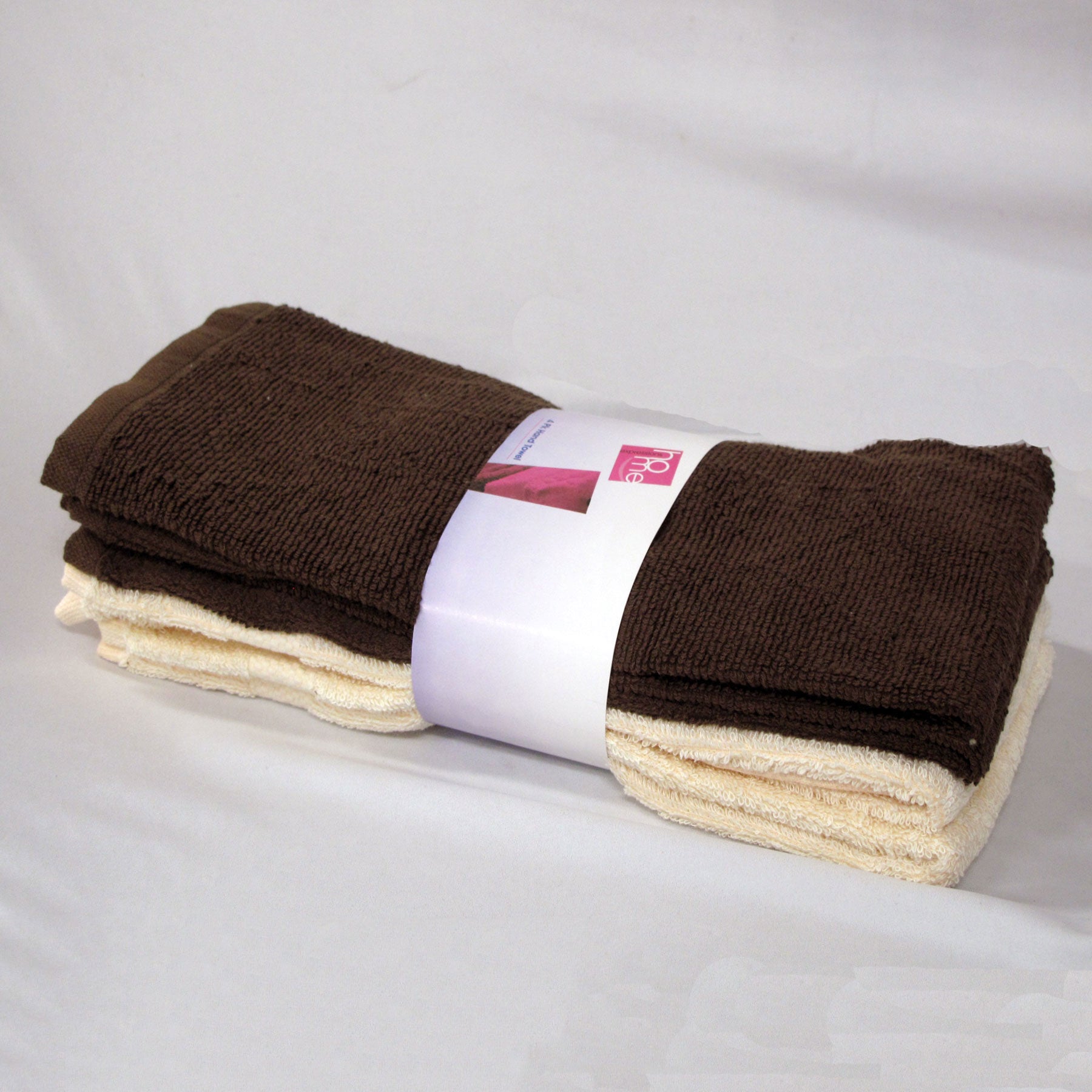 Set of 4 Budget Cotton Hand Towels 42 x 67 cm Chocolate Cream V442-ABR-TOWEL-4BUDGETHAND-CHOCOCREAM-RE