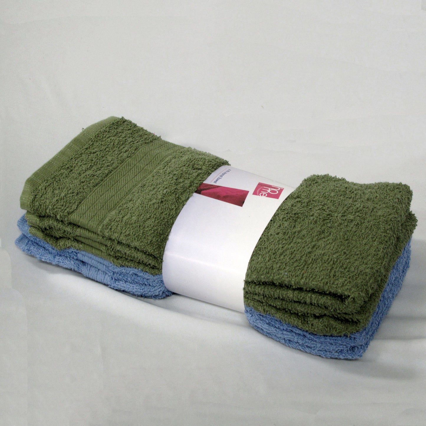 Set of 4 Budget Cotton Hand Towels 42 x 67 cm Olive Blue V442-ABR-TOWEL-4BUDGETHAND-OLIVEBLUE-RE