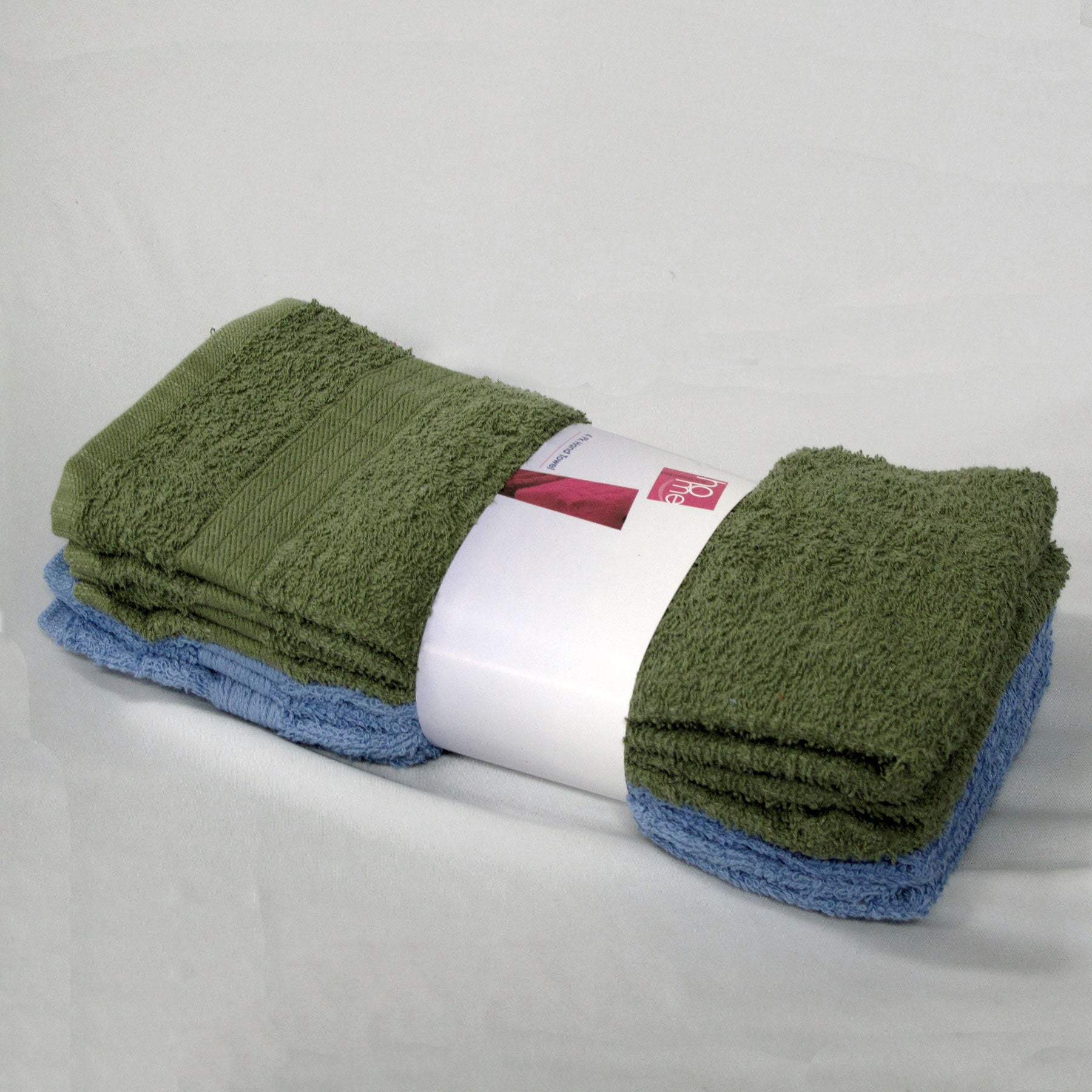 Set of 4 Budget Cotton Hand Towels 42 x 67 cm Olive Blue V442-ABR-TOWEL-4BUDGETHAND-OLIVEBLUE-RE