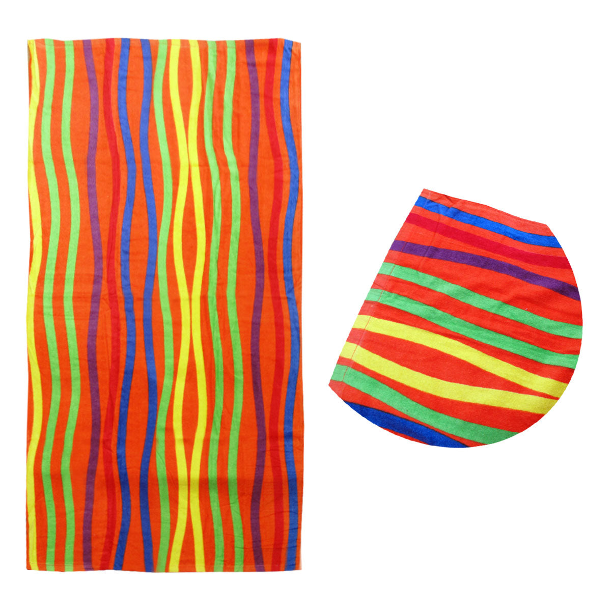 Bright Stripes Cotton Velour Printed Beach Towel V442-ABR-TOWEL-BRIGHTSTRIPES-MULTI-RE