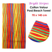 Bright Stripes Cotton Velour Printed Beach Towel V442-ABR-TOWEL-BRIGHTSTRIPES-MULTI-RE