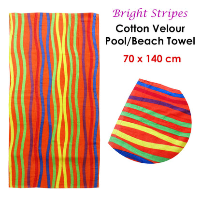 Bright Stripes Cotton Velour Printed Beach Towel V442-ABR-TOWEL-BRIGHTSTRIPES-MULTI-RE