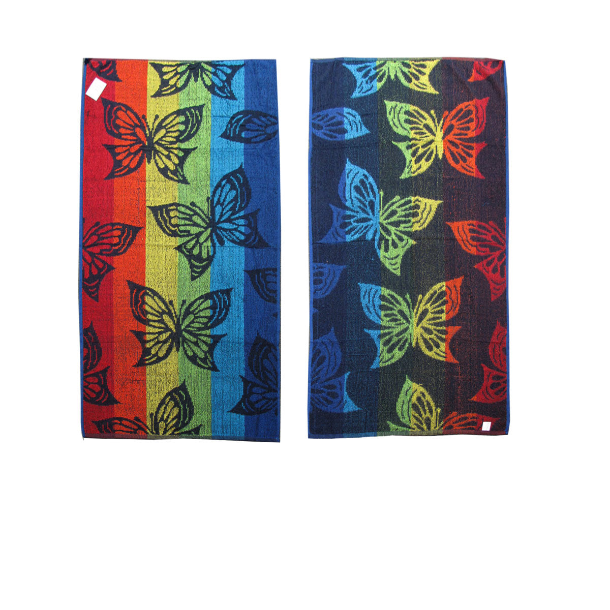 Set of 4 Imperfect Jacquard Terry Beach Towels Butterfly V442-ABR-TOWEL-BUTTERFLY-MULTI-RE