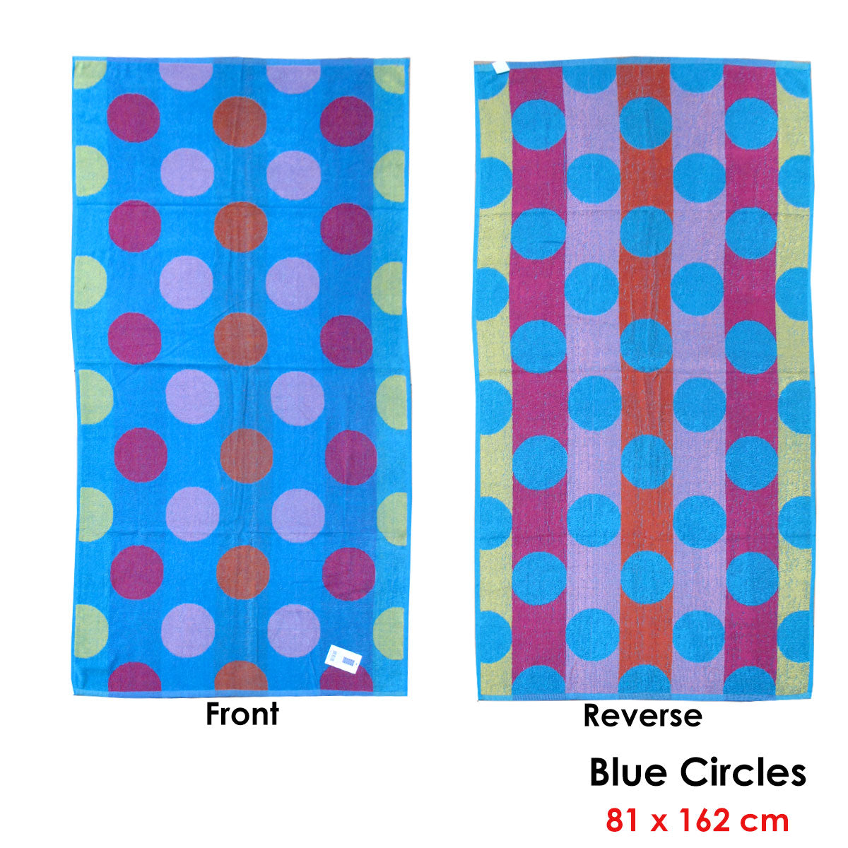 Jacquard Velour Reversible Beach Towel Blue Circles V442-ABR-TOWEL-CIRCLES-BLUE-RE