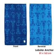Jacquard Velour Reversible Beach Towel Blue Lobster Anchor V442-ABR-TOWEL-LOBSTER-BLUE-RE