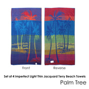 Set of 4 Imperfect Jacquard Terry Beach Towels Palm Tree V442-ABR-TOWEL-PALMTREE-MULTI-RE