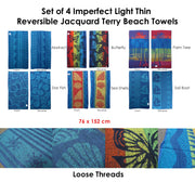 Set of 4 Imperfect Jacquard Terry Beach Towels Palm Tree V442-ABR-TOWEL-PALMTREE-MULTI-RE