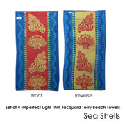 Set of 4 Imperfect Jacquard Terry Beach Towels Sea Shells V442-ABR-TOWEL-SEASHELLS-MULTI-RE