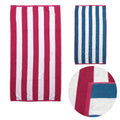 Set of 2 Reversible Cabana Striped Towels Hot Pink/Blue V442-ABR-TOWEL-SETOF2CABANA-PINKBLUE-RE