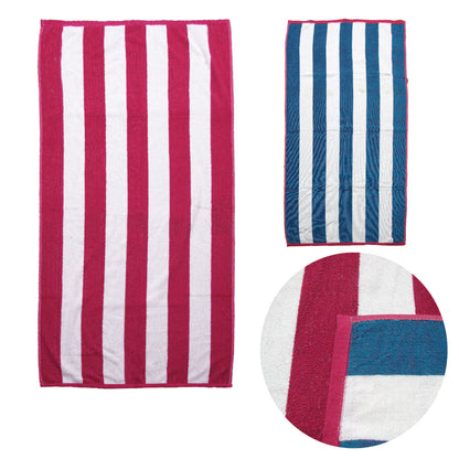 Set of 2 Reversible Cabana Striped Towels Hot Pink/Blue V442-ABR-TOWEL-SETOF2CABANA-PINKBLUE-RE