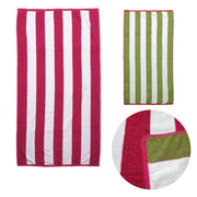 Set of 2 Reversible Cabana Striped Towels Hot Pink/Lime V442-ABR-TOWEL-SETOF2CABANA-PINKLIME-RE