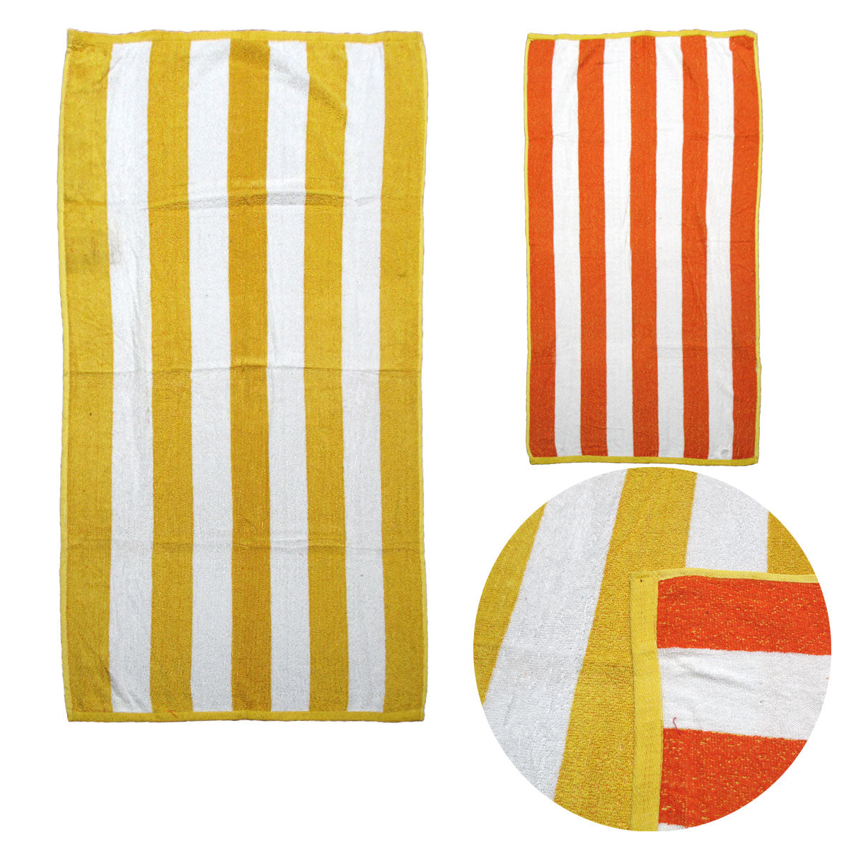 Set of 2 Reversible Cabana Striped Towels Yellow/Orange V442-ABR-TOWEL-SETOF2CABANA-YELLOWORANGE-RE