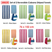Set of 2 Reversible Cabana Striped Towels Yellow/Orange V442-ABR-TOWEL-SETOF2CABANA-YELLOWORANGE-RE