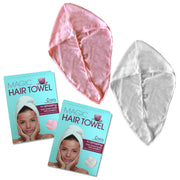 Set of 2 Magic Quick Dry Microfibre Hair Dryer Towels Pink + White V442-ABR-TOWEL-SETOF2HAIRDRY-PINKWHITE-SH