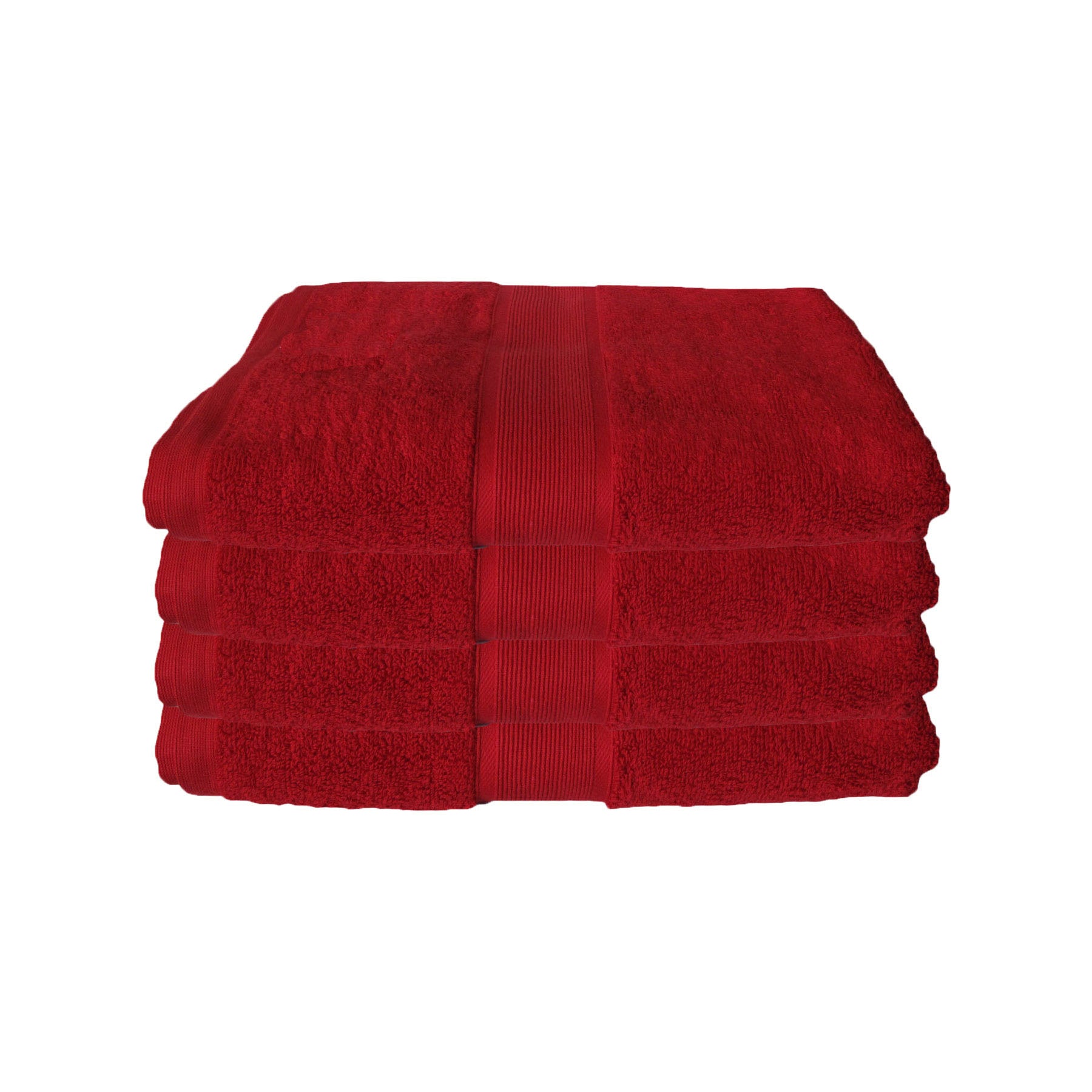 650gsm Casual Elegance Set of 4 Cotton Bath Towels Red 78x136cm V442-ABR-TOWEL-SETOF4COTTON650GSM-RED-RE