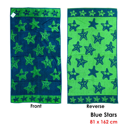 Jacquard Velour Reversible Beach Towel Blue Stars V442-ABR-TOWEL-STARS-BLUE-RE
