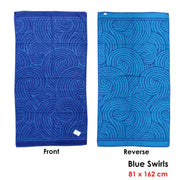 Jacquard Velour Reversible Beach Towel Blue Swirls V442-ABR-TOWEL-SWIRLS-BLUE-RE