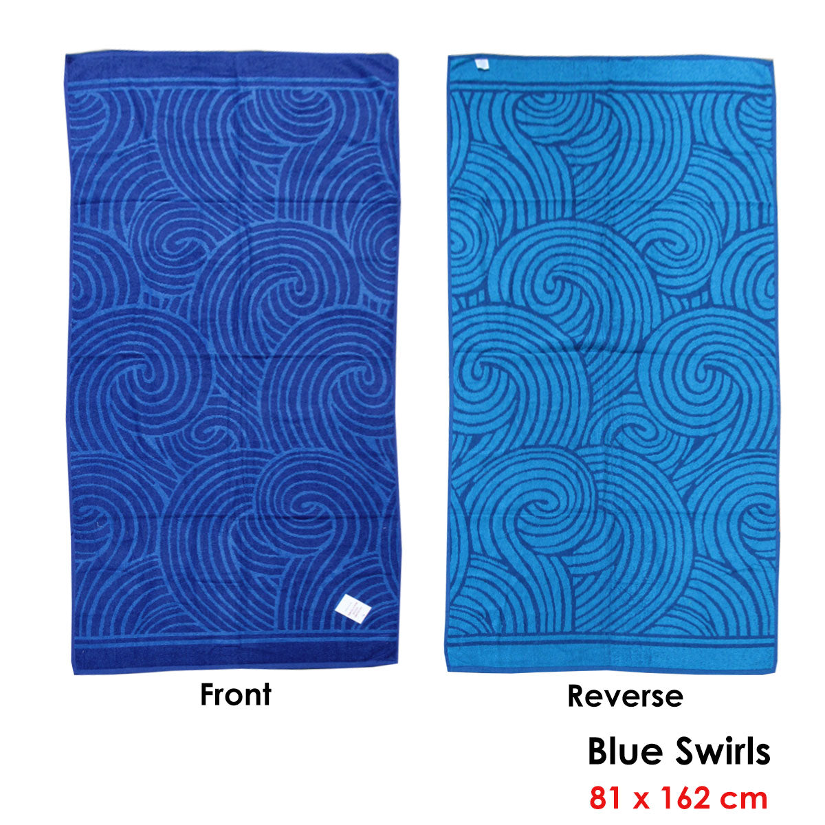 Jacquard Velour Reversible Beach Towel Blue Swirls V442-ABR-TOWEL-SWIRLS-BLUE-RE
