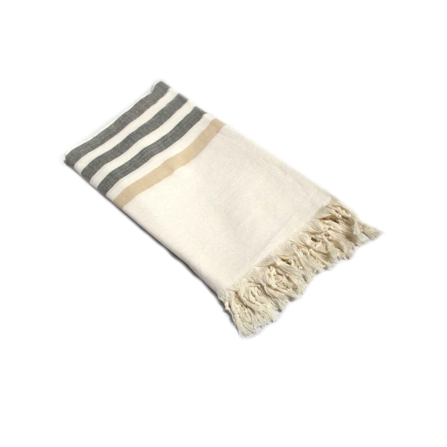 Fringe Turkish Towel Wide Stripes Black Taupe V442-ABR-TOWEL-TURKWIDESTRIPES-BLACKTAUPE-SH