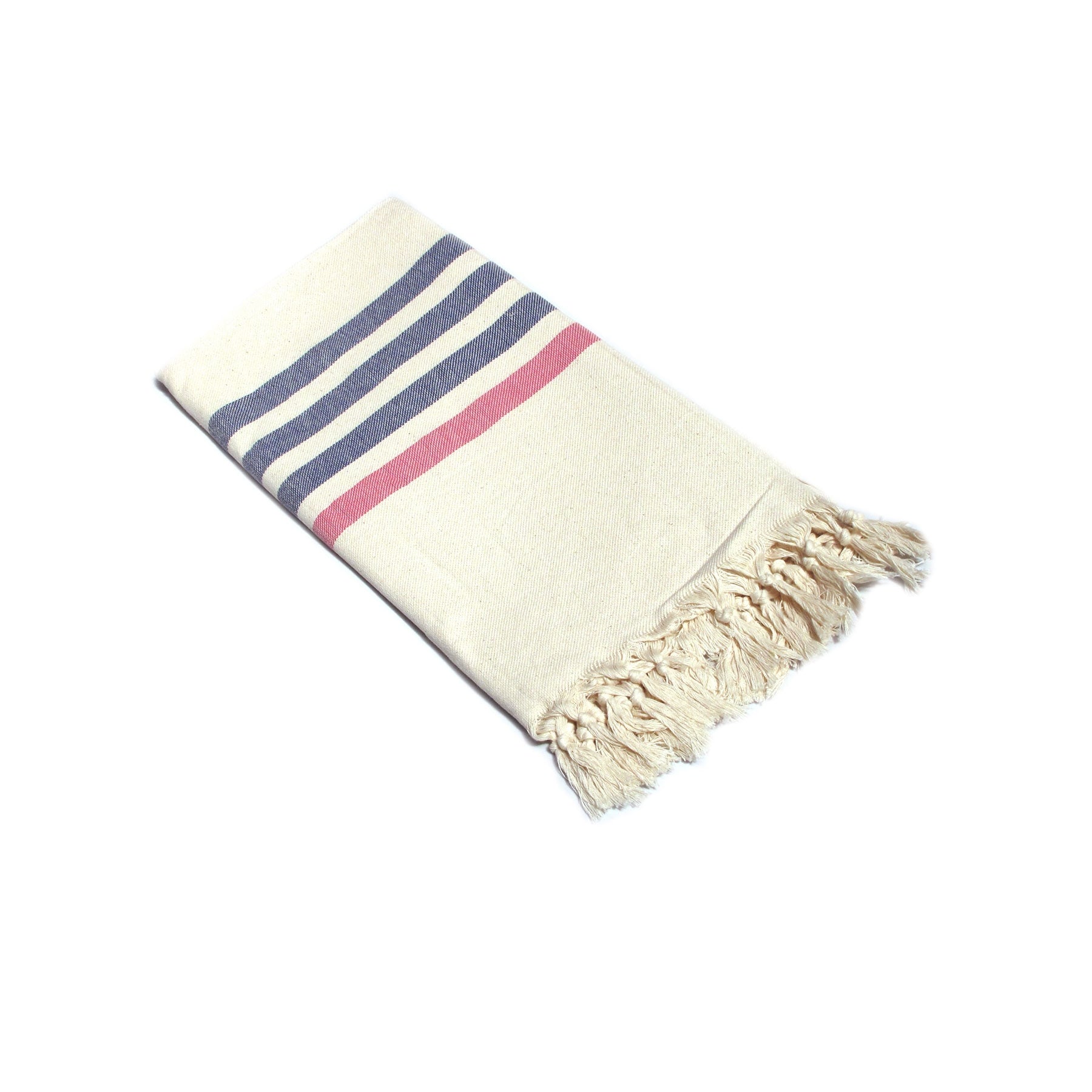 Fringe Turkish Towel Wide Stripes Navy Pink V442-ABR-TOWEL-TURKWIDESTRIPES-NAVYPINK-SH