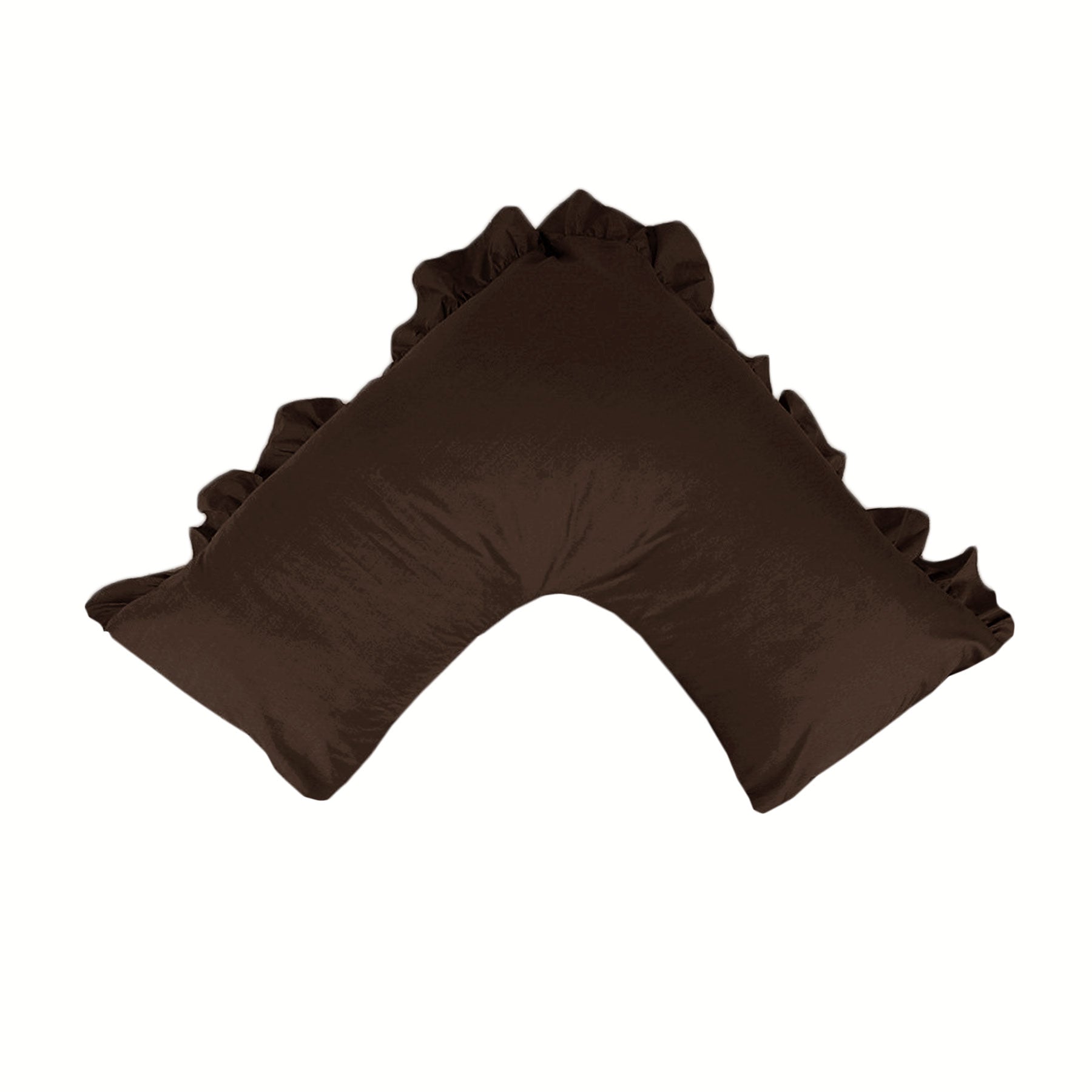 280TC Luxury Percale Ruffled V Pillowcase Chocolate V442-ASU-PILLOWC-PERCALEV-CHOCOLATE-TR