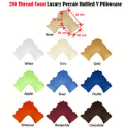 280TC Luxury Percale Ruffled V Pillowcase Chocolate V442-ASU-PILLOWC-PERCALEV-CHOCOLATE-TR