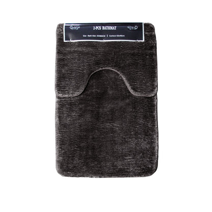 2 Pce Sorrento Plush Quality Non-slip Rubber Back Bath Mat Set Mink V442-ATX-BATHM-2PCESORRENTO-MINK-SH