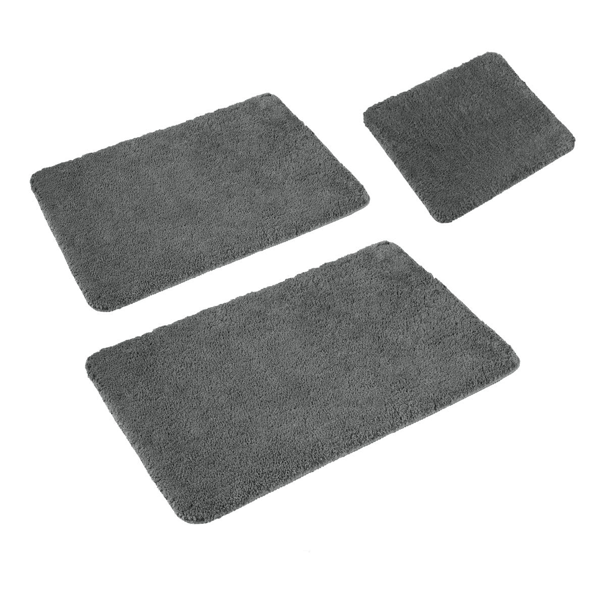 Sleim Set of 3 Bath Mat Set Charcoal (Also Known as Smoke) V442-ATX-BATHM-3PCESLEIM-SMOKE-SH