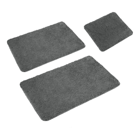 Sleim Set of 3 Bath Mat Set Charcoal (Also Known as Smoke) V442-ATX-BATHM-3PCESLEIM-SMOKE-SH