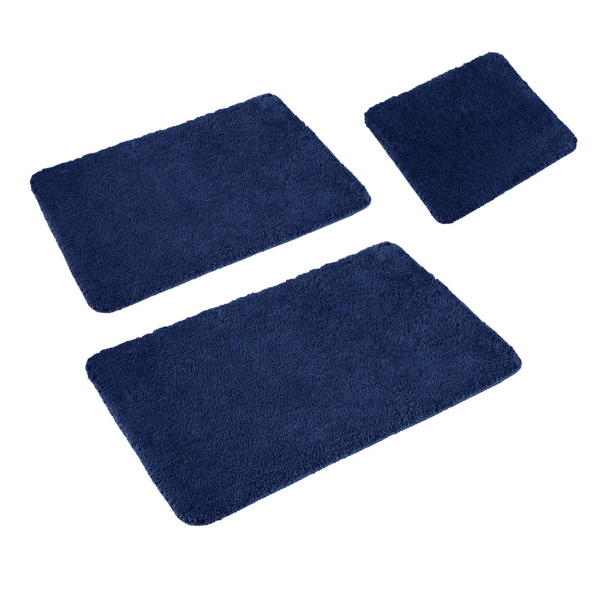 Sleim Set of 3 Bath Mat Set Navy (Also Known as State Blue) V442-ATX-BATHM-3PCESLEIM-STATEBLUE-SH