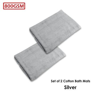 800GSM Set of 2 Cotton Bath Mats 50 x 70 cm Silver V442-ATX-BATHM-SETOF2800GSM-SILVER-RE