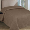 Faux Silk Embroidered Coverlet Coffee QUEEN V442-ATX-BEDSPREAD-FAUXSILK-COFFEE-QS