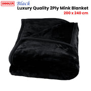 1000GSM Luxury Quality 2 Ply Mink Blanket Black 200 x 240 cm V442-ATX-BLANKET-1000GSMSOLID-BLACK-QS