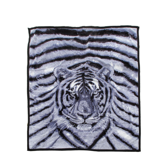 1000GSM White Tiger Luxury Quality 2 Ply Mink Blanket 200 x 240 cm V442-ATX-BLANKET-1000GSMTIGER-WHITE-QS