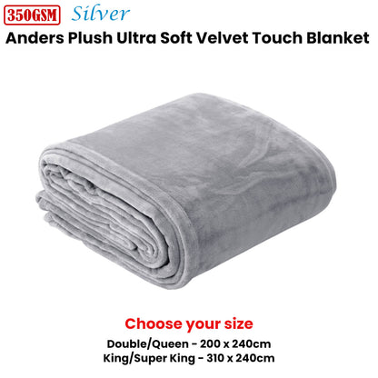 In 2 Linen 350GSM Plush Ultra Soft Velvet Touch Blanket Silver Double/Queen V442-ATX-BLANKET-PLUSHVELVET-SILVER-DS