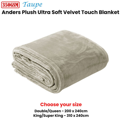 In 2 Linen 350GSM Plush Ultra Soft Velvet Touch Blanket Taupe King/Super King V442-ATX-BLANKET-PLUSHVELVET-TAUPE-SK