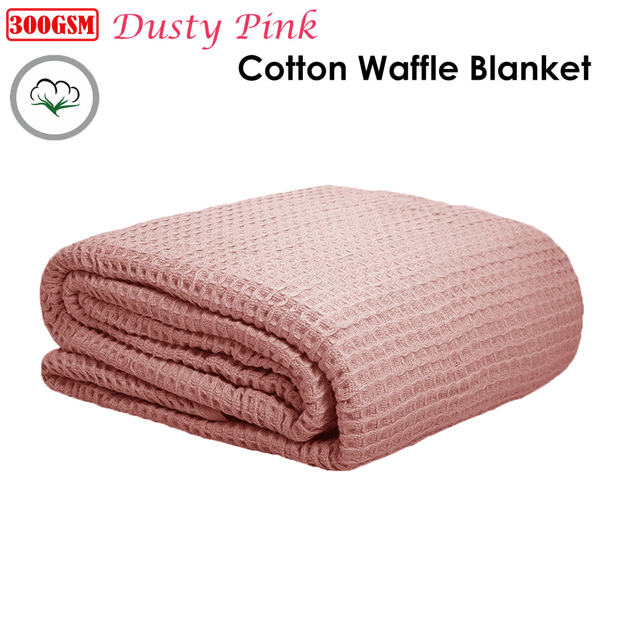 Cotton Waffle Blanket Dusty Pink Queen V442-ATX-BLANKET-WAFFLE-DUSTYPINK-QS
