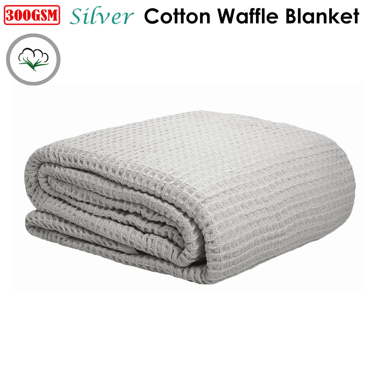 Cotton Waffle Blanket Silver Queen V442-ATX-BLANKET-WAFFLE-SILVER-QS
