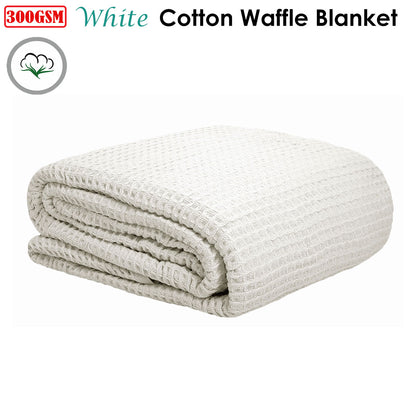 Cotton Waffle Blanket White Single V442-ATX-BLANKET-WAFFLE-WHITE-SB