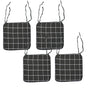 Set of 4 Square Chair Pads with Ties Checkered Charcoal V442-ATX-CHAIRCU-SETOF4CHECKERED-CHARCOAL-SQ